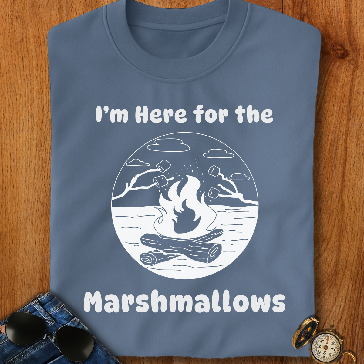 Here for the Marshmallows Camping T-Shirt