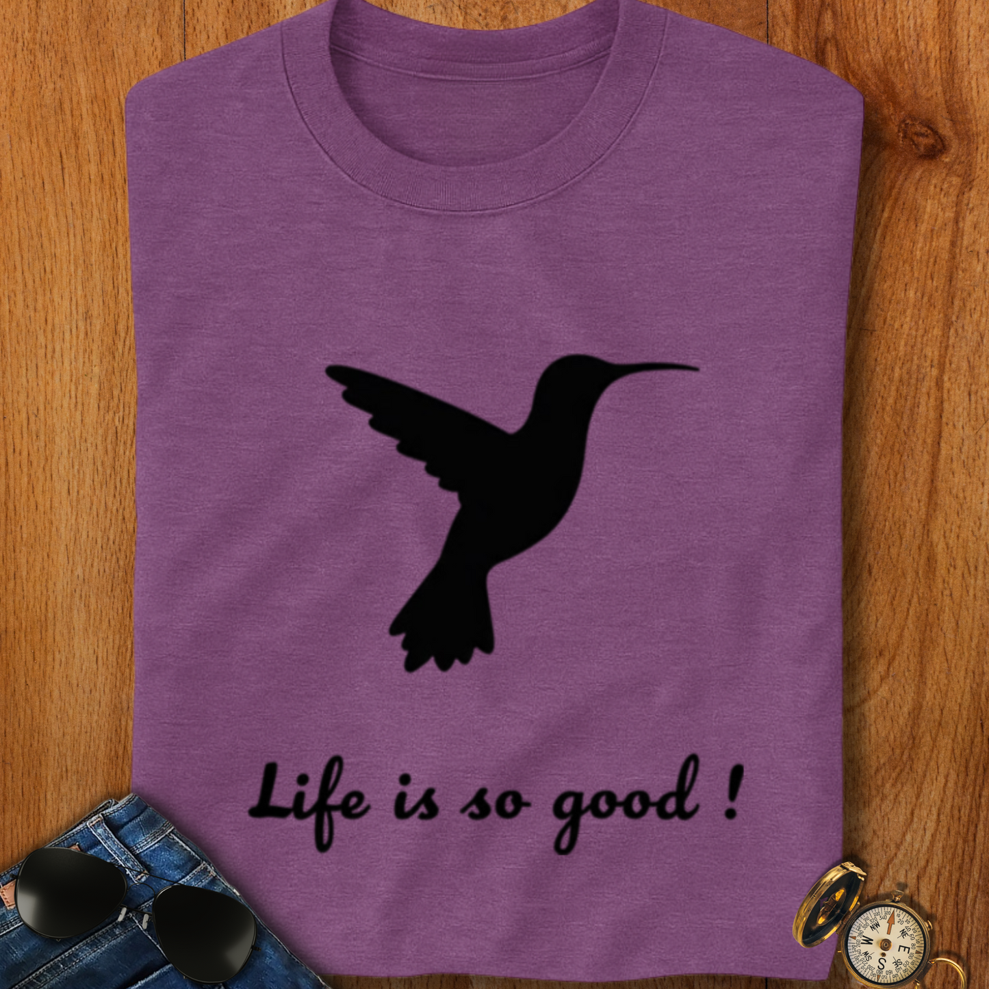 Life is Good Hummingbird Camping T-Shirt