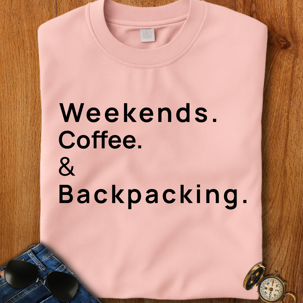 Weekends Coffee and Backpacking Camping T-Shirt