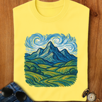 Artistic Swirling Mountains Camping T-Shirt