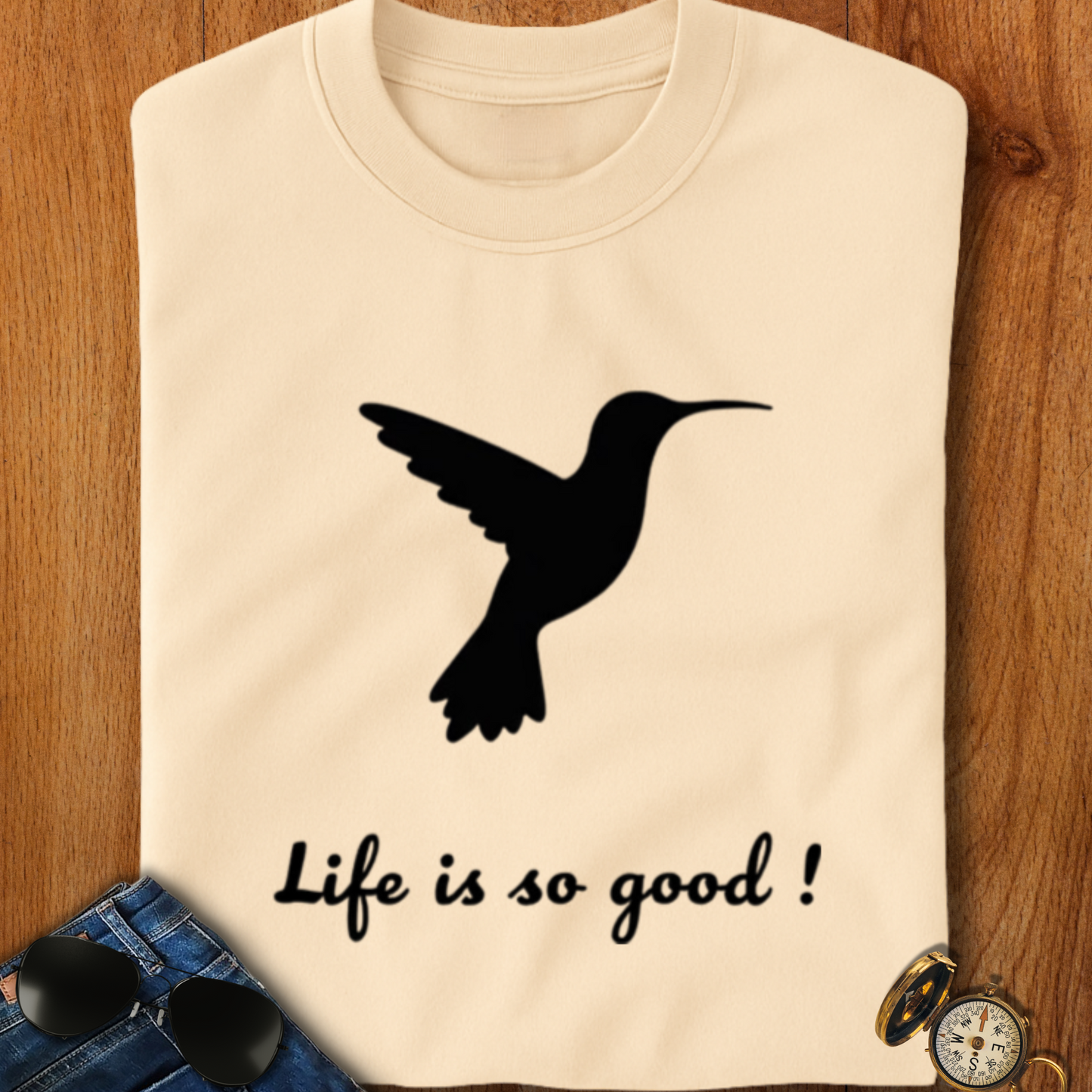 Life is Good Hummingbird Camping T-Shirt
