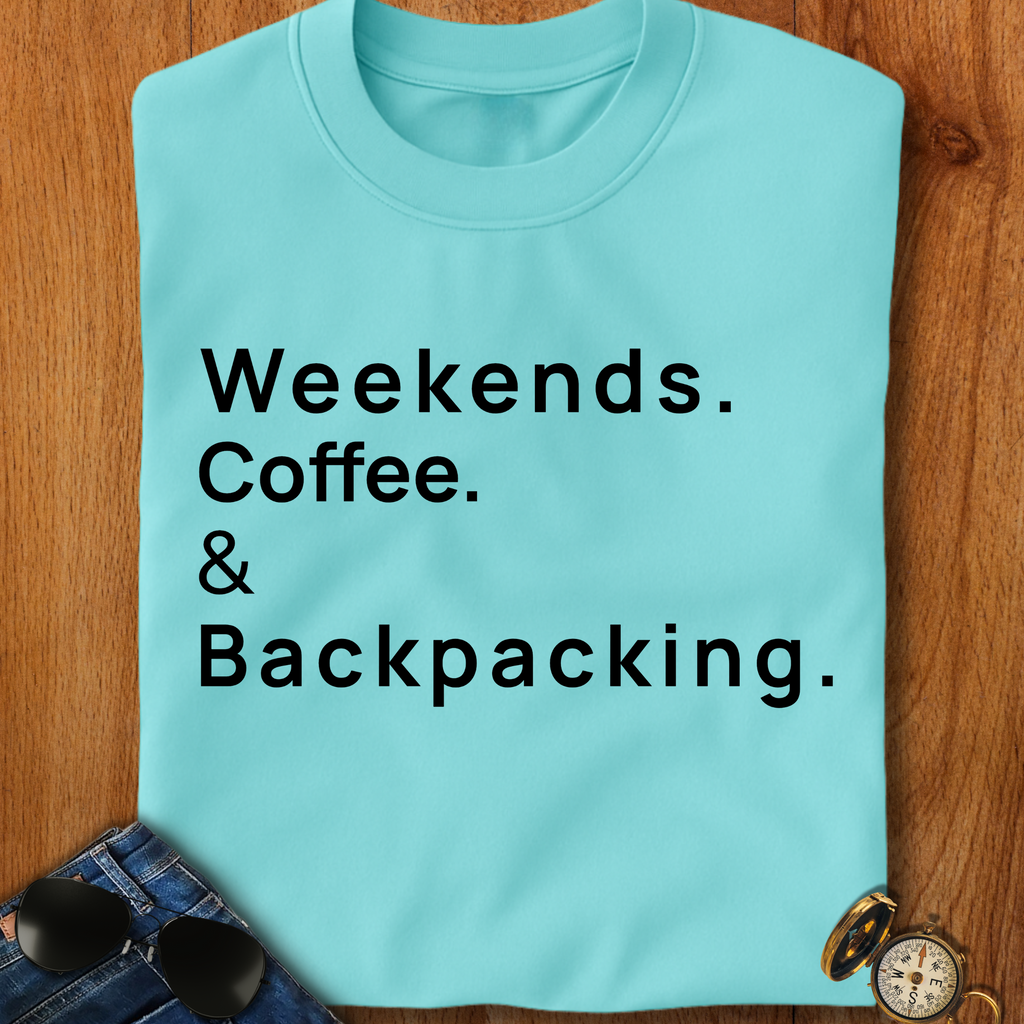 Weekends Coffee and Backpacking Camping T-Shirt