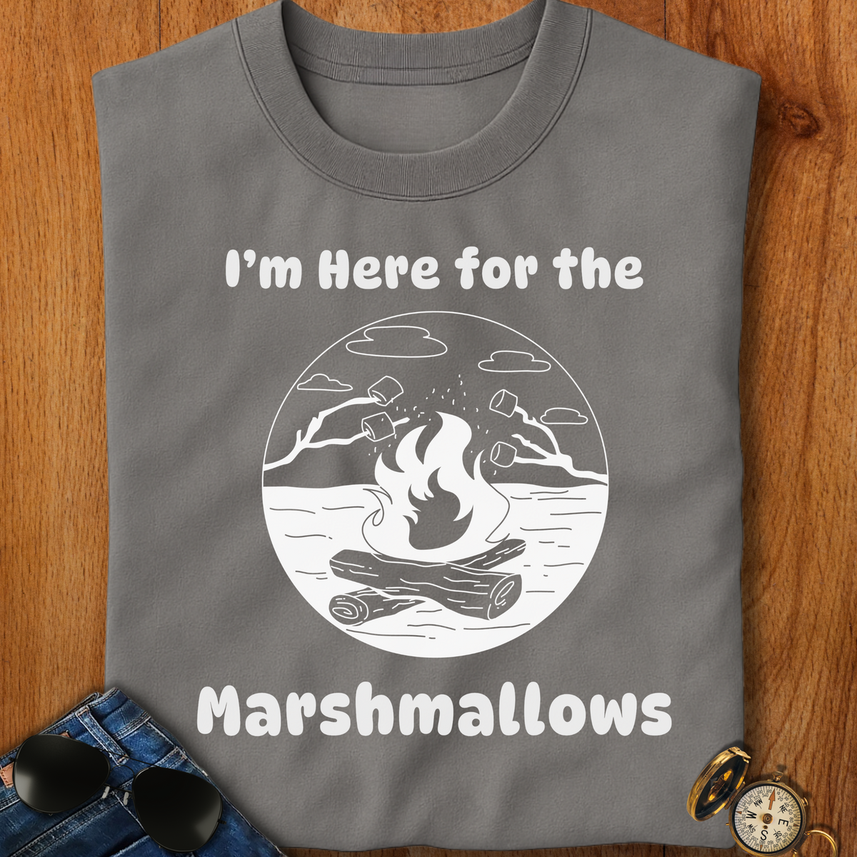 Here for the Marshmallows Camping T-Shirt
