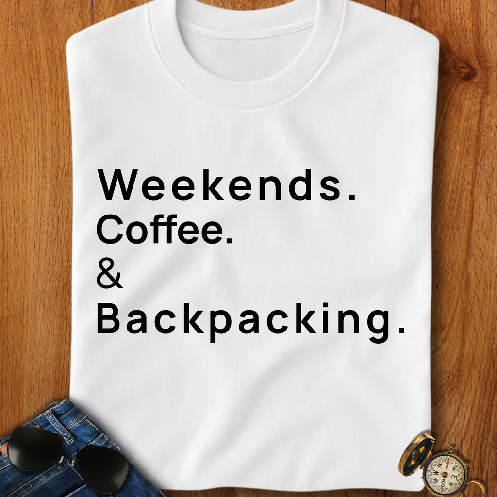 Weekends Coffee and Backpacking Camping T-Shirt