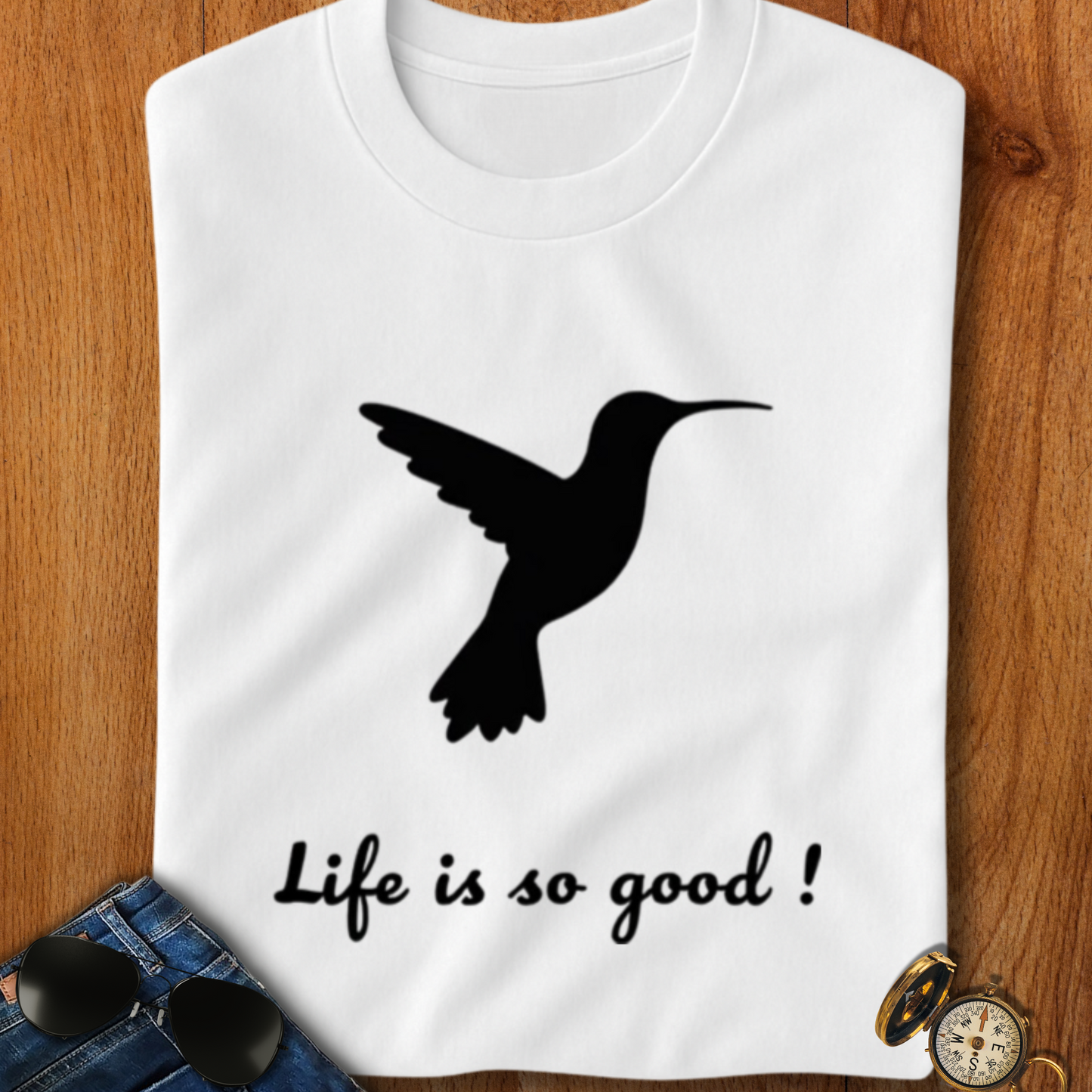 Life is Good Hummingbird Camping T-Shirt